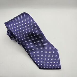 Yves Saint Laurent Purple Embroidered Dot 100% Silk Tie Luxury 62.75"x3.25" READ